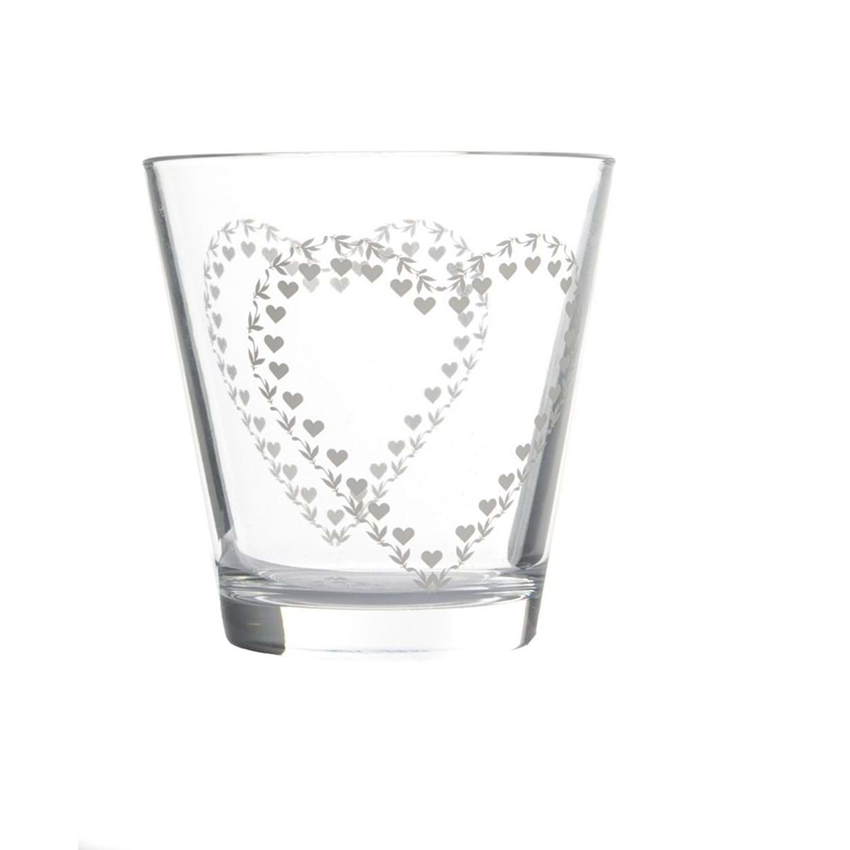 Set 6 bicchieri acqua decoro cuore